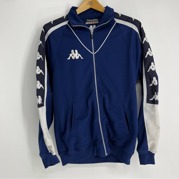 Kappa Jackets & Coats Kappa Mens Track Jacket Big Logo Piping Navy